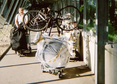 Oslo airport with bikes