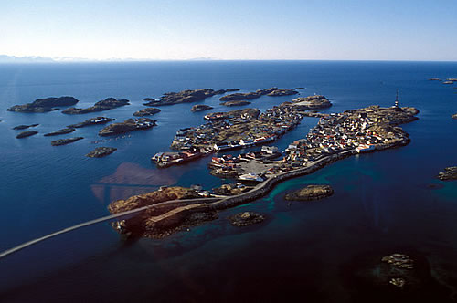 Henningsvær, seen from the air, May 1996, by Michael Haferkamp