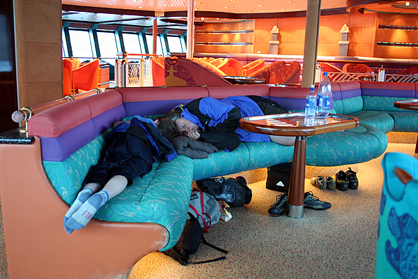 Asleep in the panoramic lounge